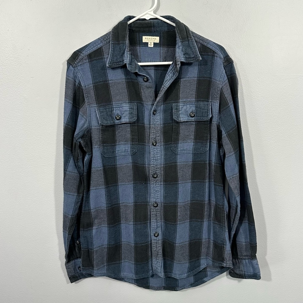 Sonoma blue blue plaid flannel size medium